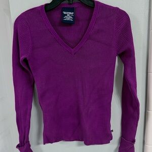 Polo by Ralph Lauren Magenta V-Neck Sweater